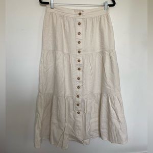 BANANA REPUBLIC LINEN BUTTON MIDI SKIRT SIZE MED